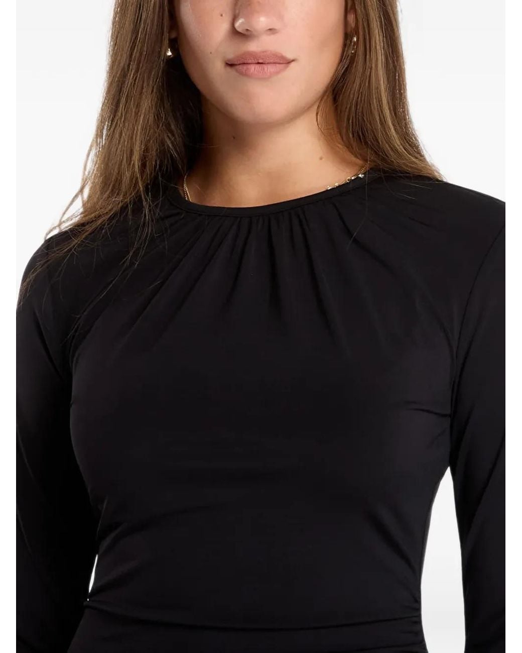 Michael Kors Black Ruffled Stretch Matte Jersey Dress