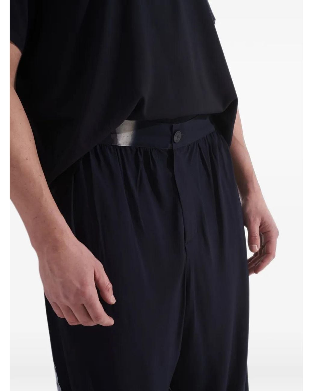 Tessitura Blue Digital-Print Trousers for men