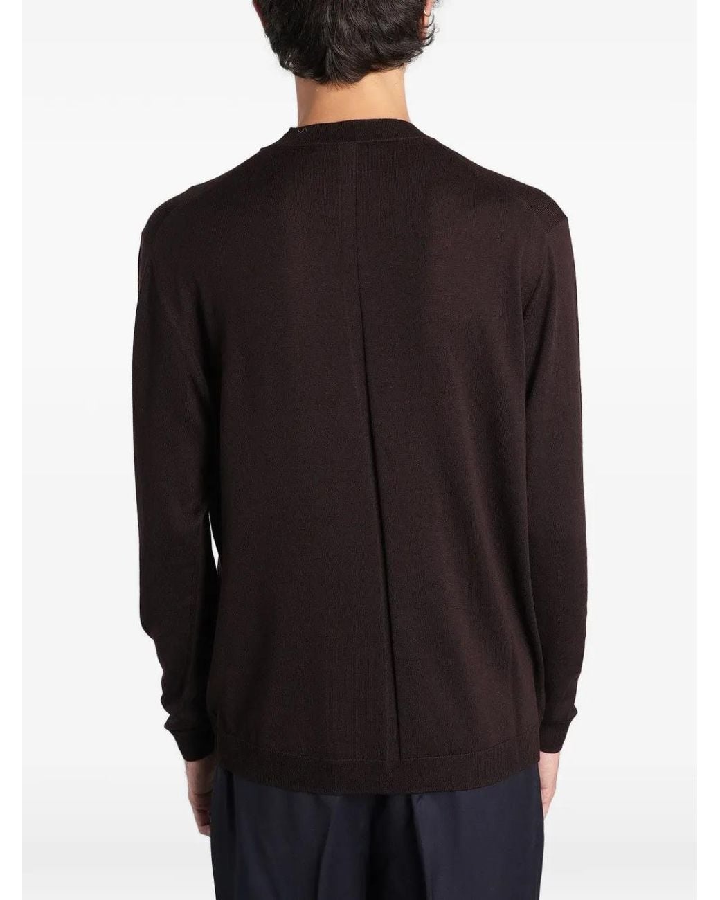 Low Brand Black K109 Crew-Neck Back-Seam Sweater for men