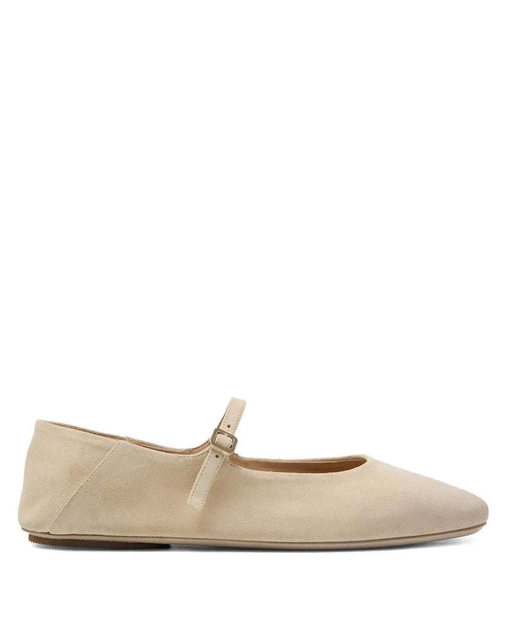 Marsèll White Strascico Buckle-Strap Ballet Flats