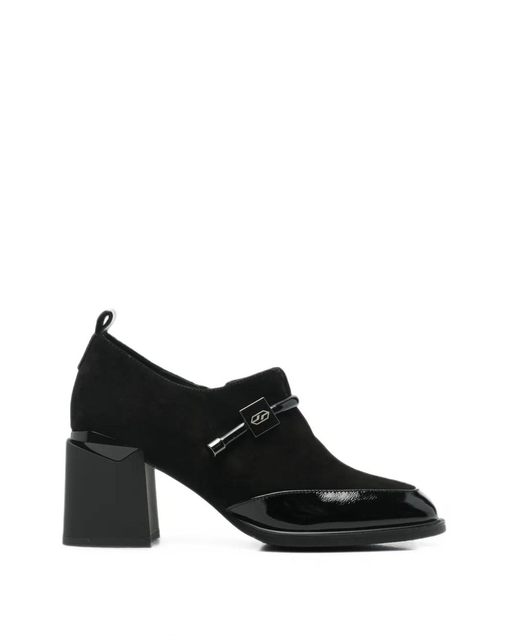 Linda Baumann Black Panelled Block-Heel Pumps