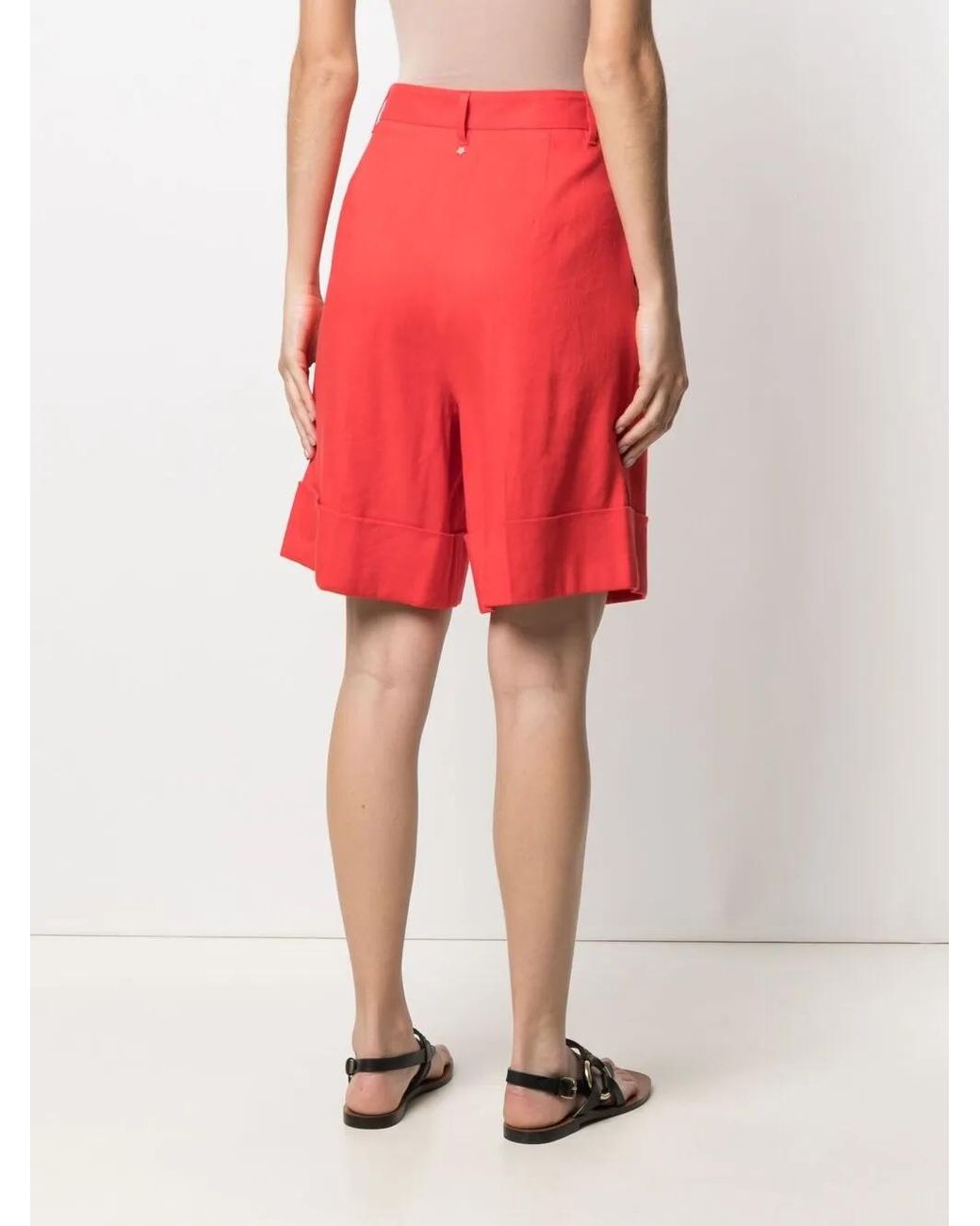 Lorena Antoniazzi Red Turn-Up Hem Shorts