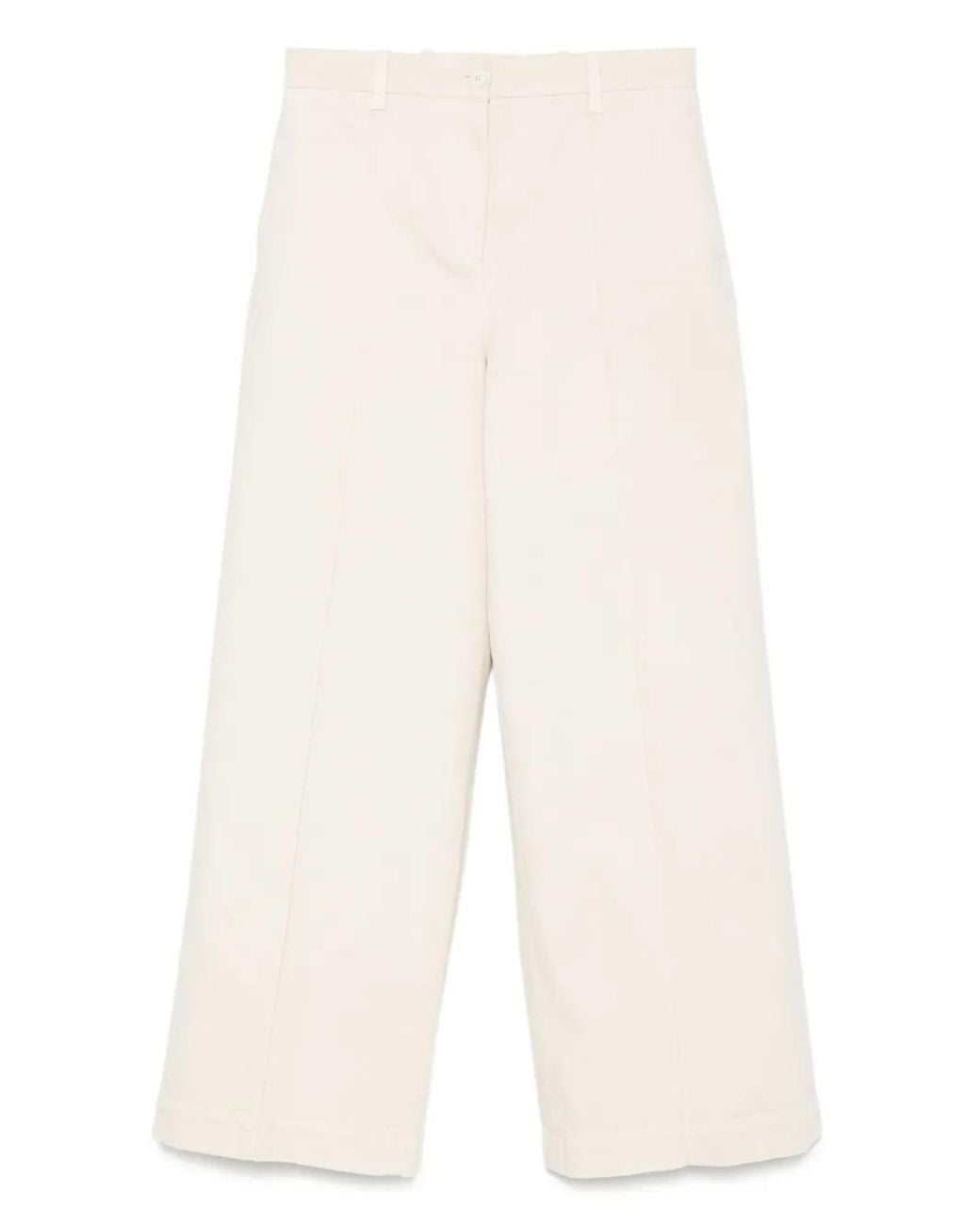 Eleventy White Centre-Seam Cotton Trousers