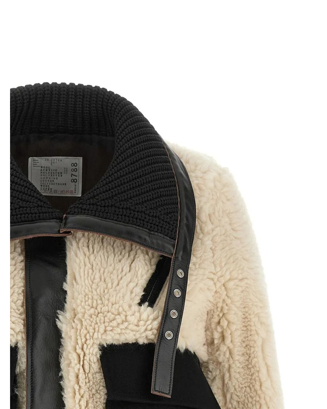 Sacai Black Shearling Effect Wool Jacket