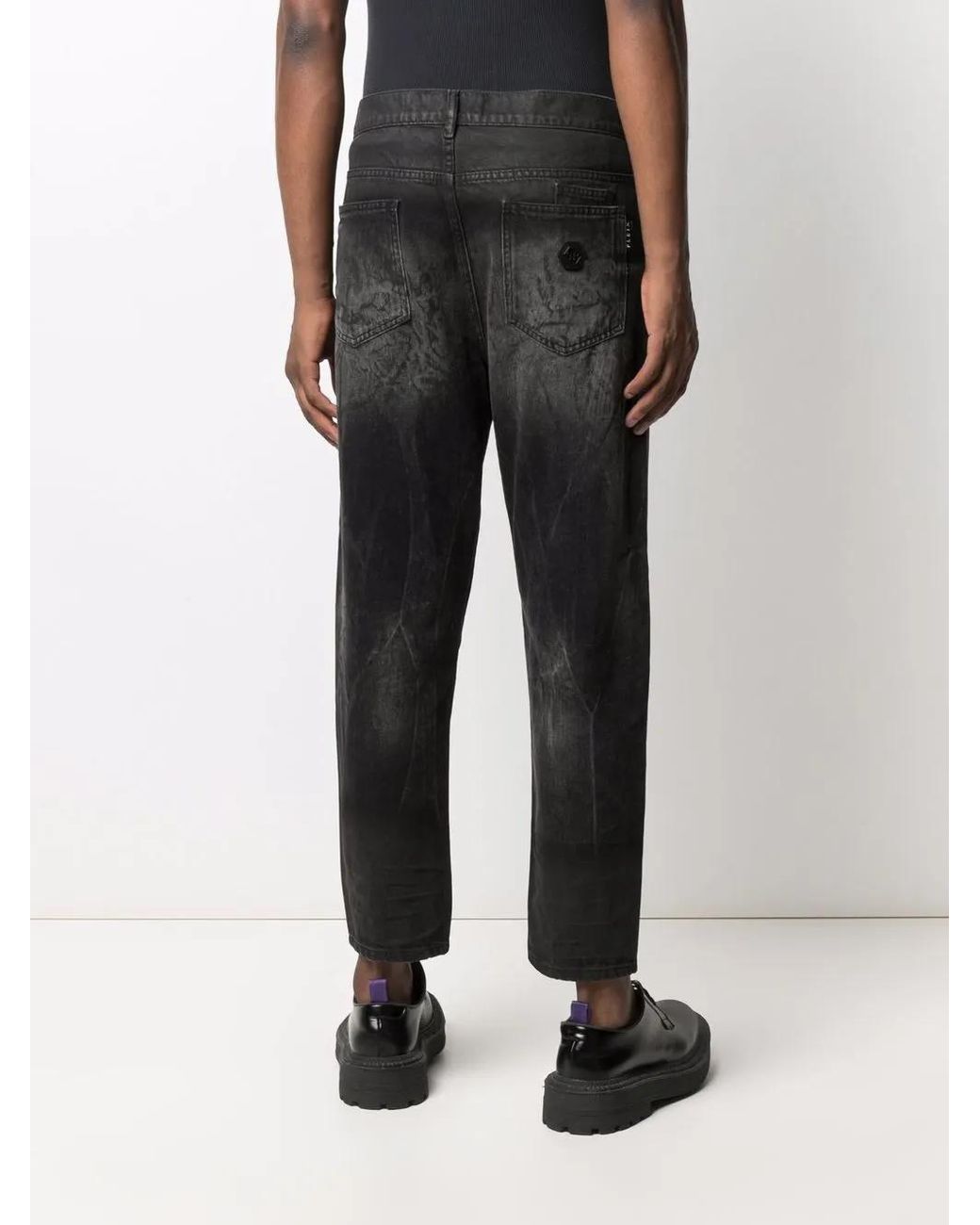 Philipp Plein Black Carrot-Fit Denim Jeans for men
