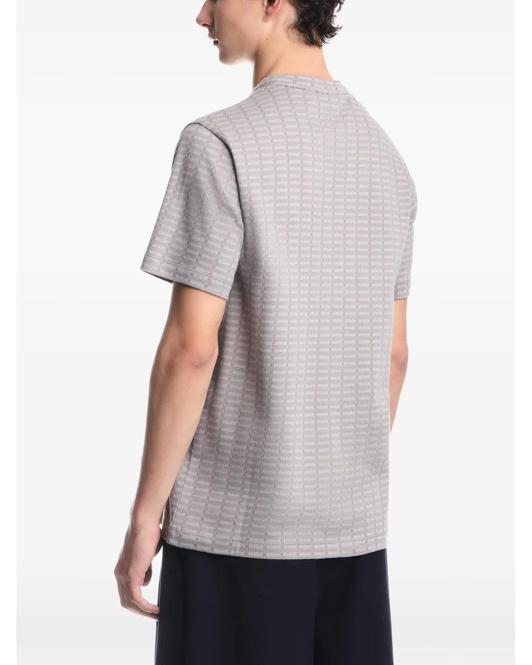 Emporio Armani Gray Jersey Jacquard Knit-Effect T-Shirt for men