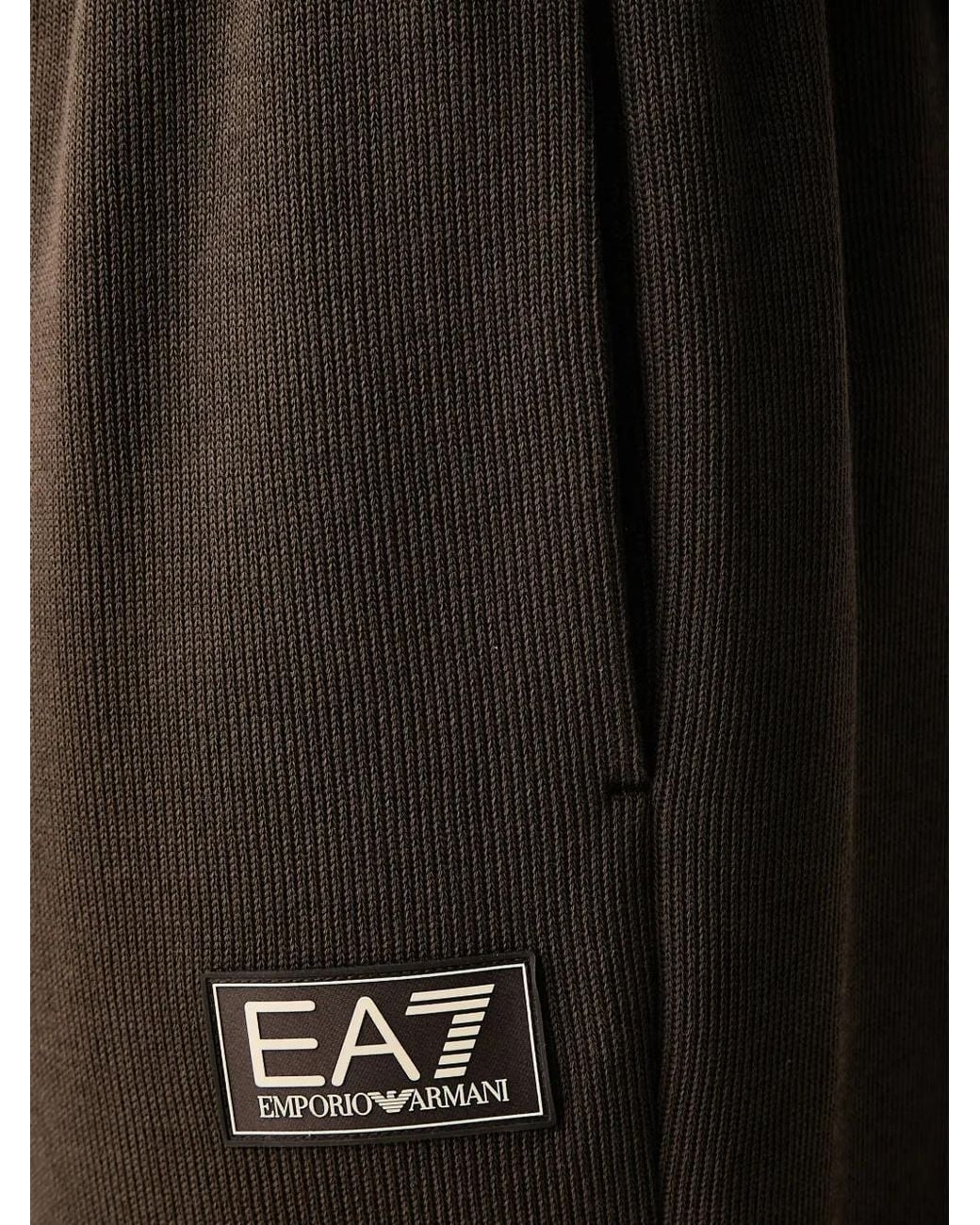 EA7 Black Logo-Patch Drawstring Track Pants for men