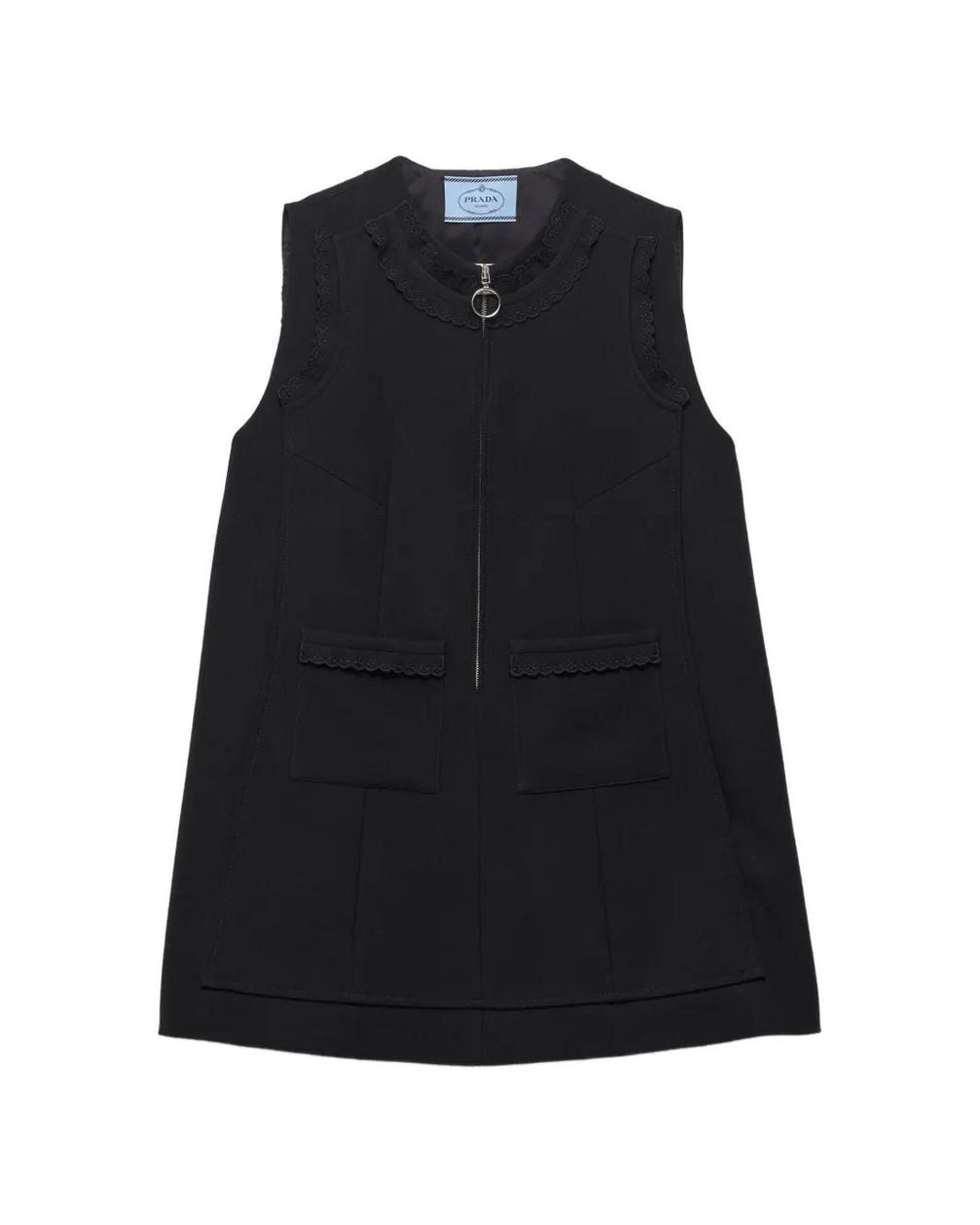 Prada Black Embroidered Natté Fabric Mini-Dress