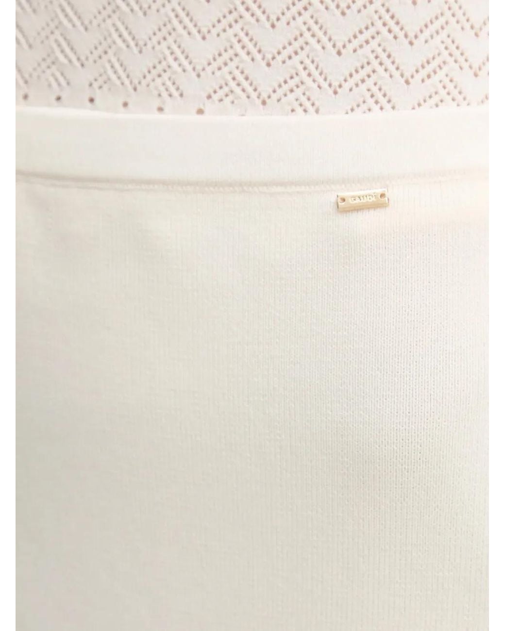 GAUDI White Pointelle-Scalloped Midi Skirt