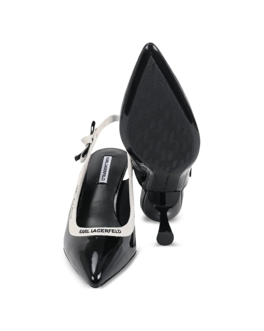 Karl Lagerfeld Black Panache Ribbon Slingback Heeled Pumps