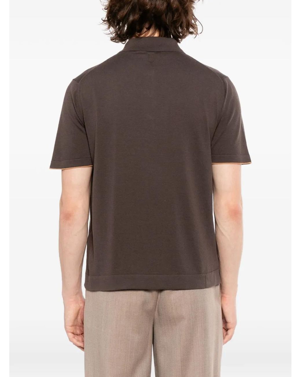 Canali Gray Knitted Polo Shirt for men