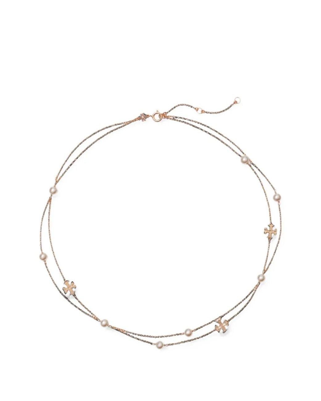 Tory Burch White Moondance Layered Pearl Necklace