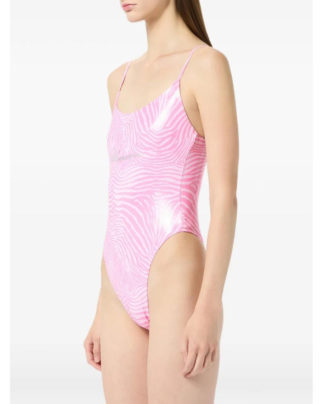 Blumarine Pink Zebra-Print Swimsuit