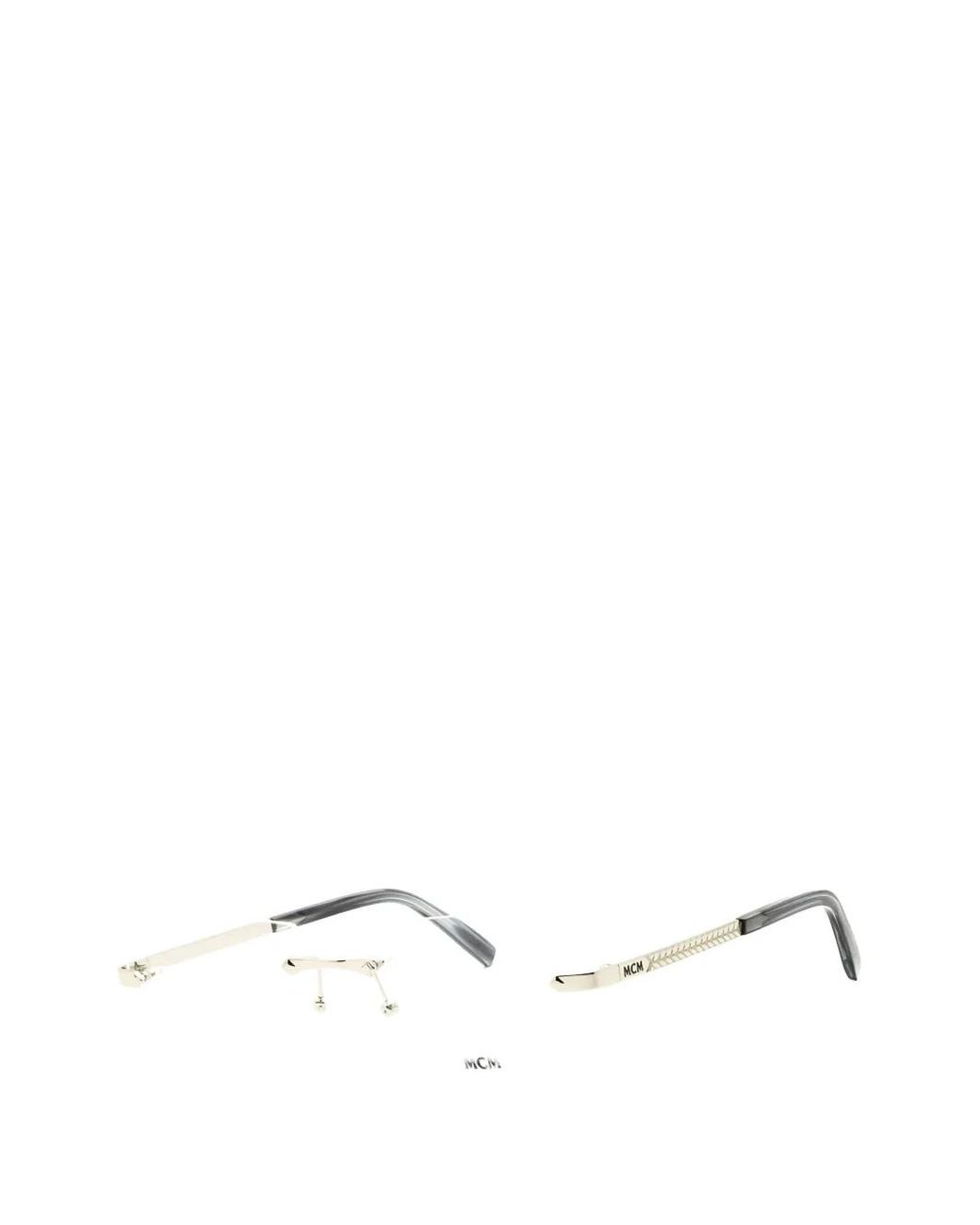 MCM White Rectangle-Frame Rimless Glasses