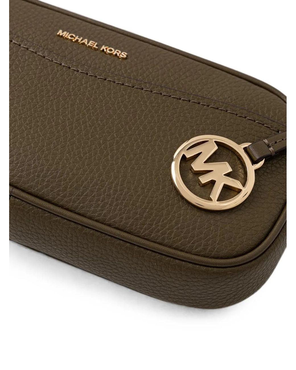 MICHAEL Michael Kors Gray Logo-Charm Pebbled Shoulder Bag