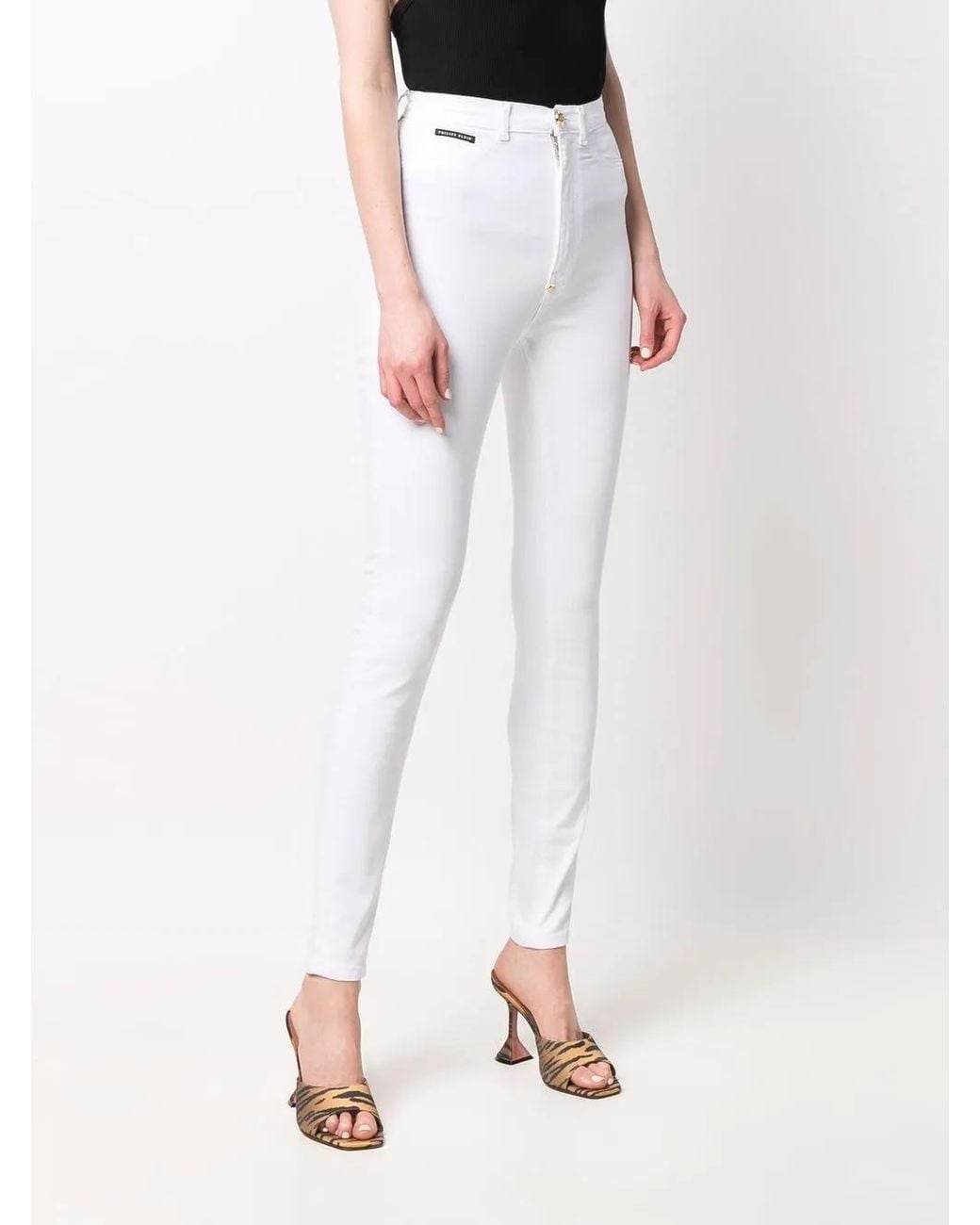 Philipp Plein White Super High-Wasit Jegging
