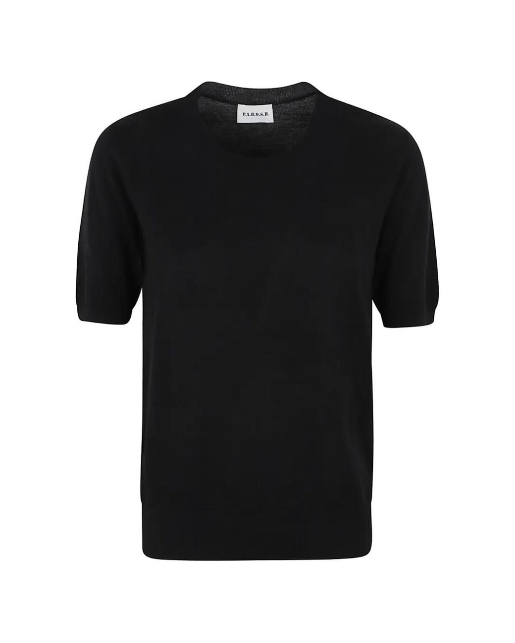 P.A.R.O.S.H. Black Short-Sleeved Crew-Neck Sweater