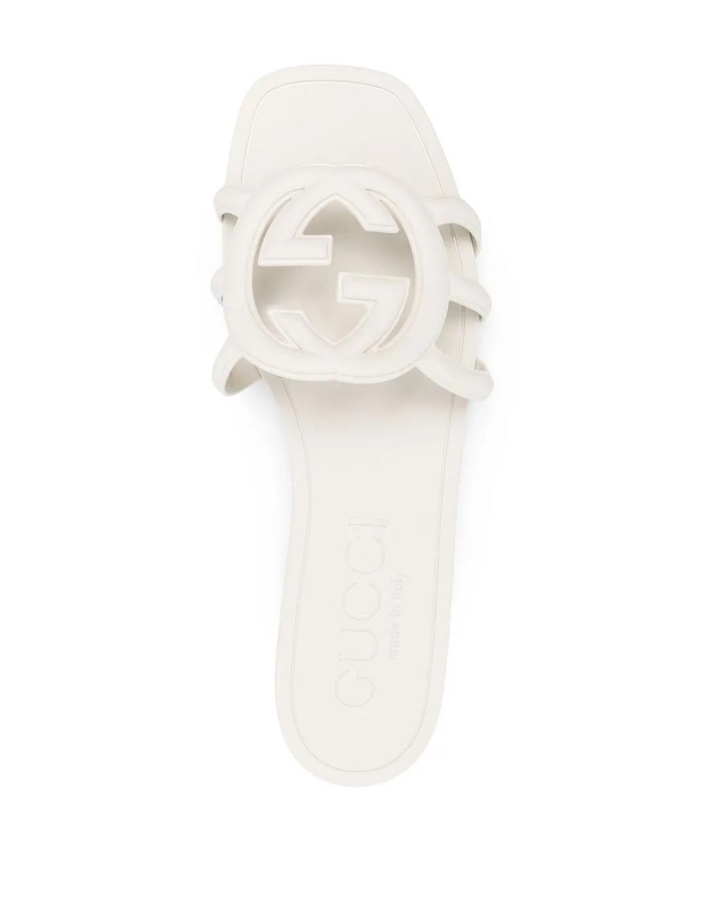 Gucci White Gg Slide Sandals