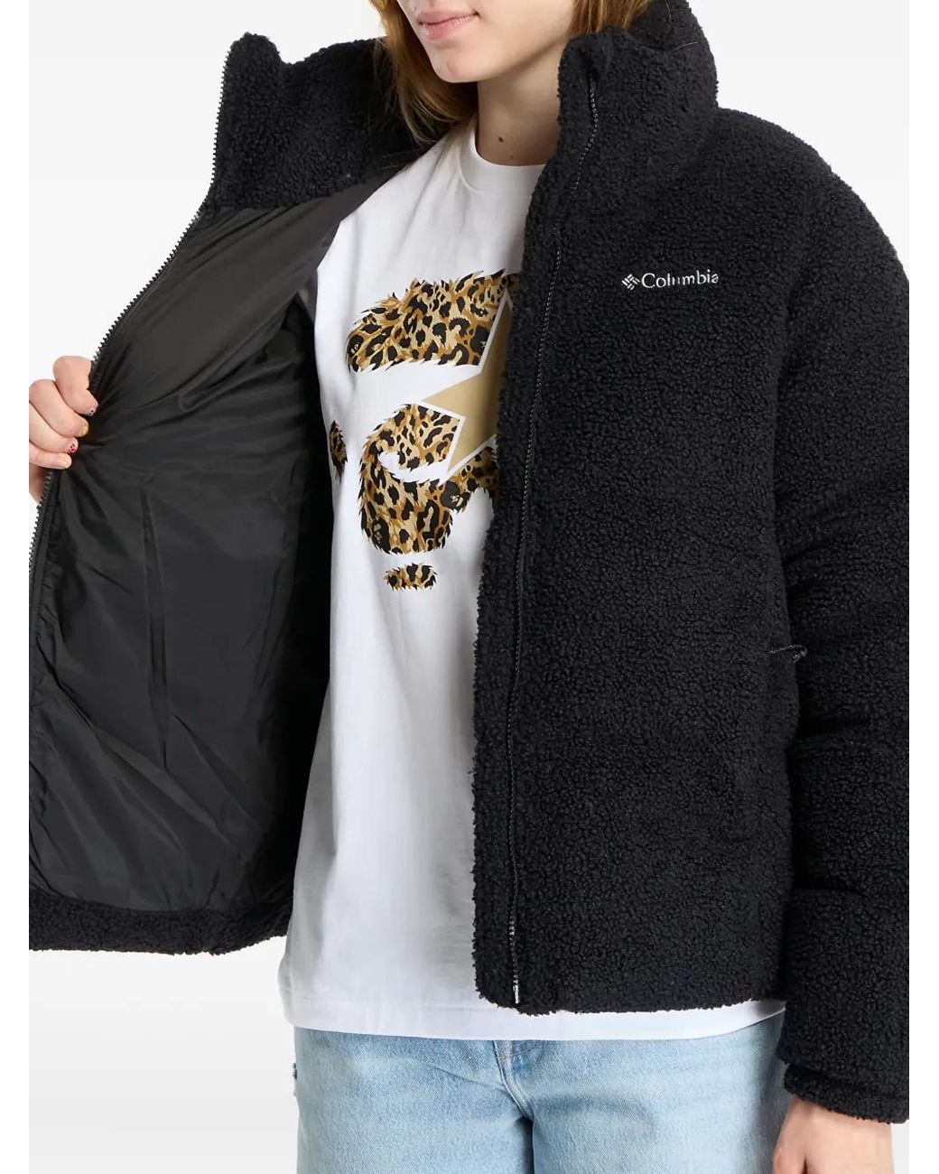 Columbia Black Sherpa-Effect Puffer Jacket