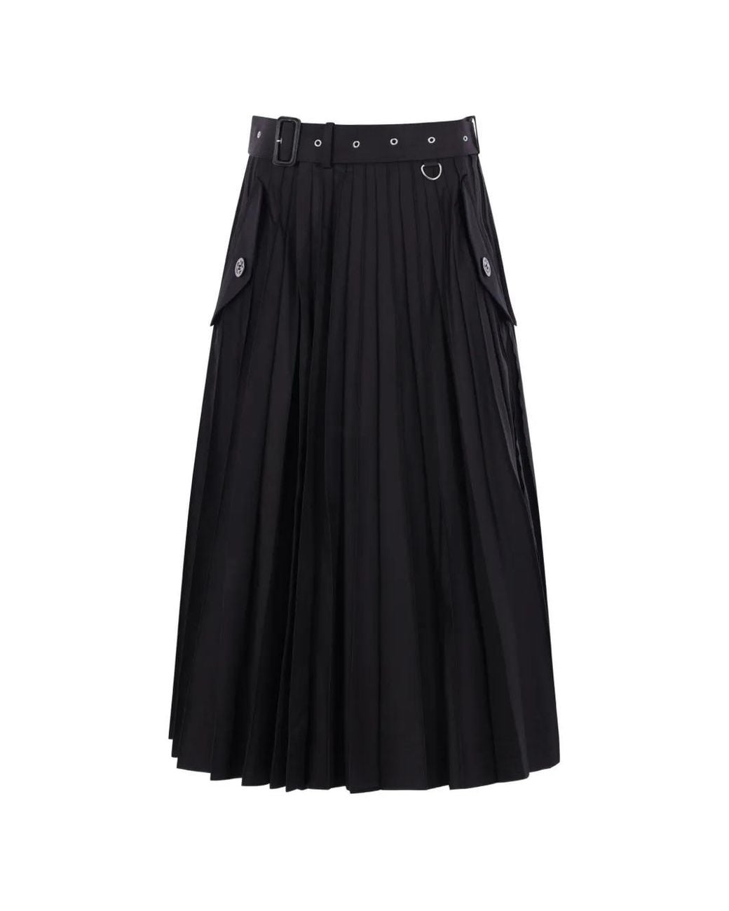Sacai Black Pleated Belted Skirt