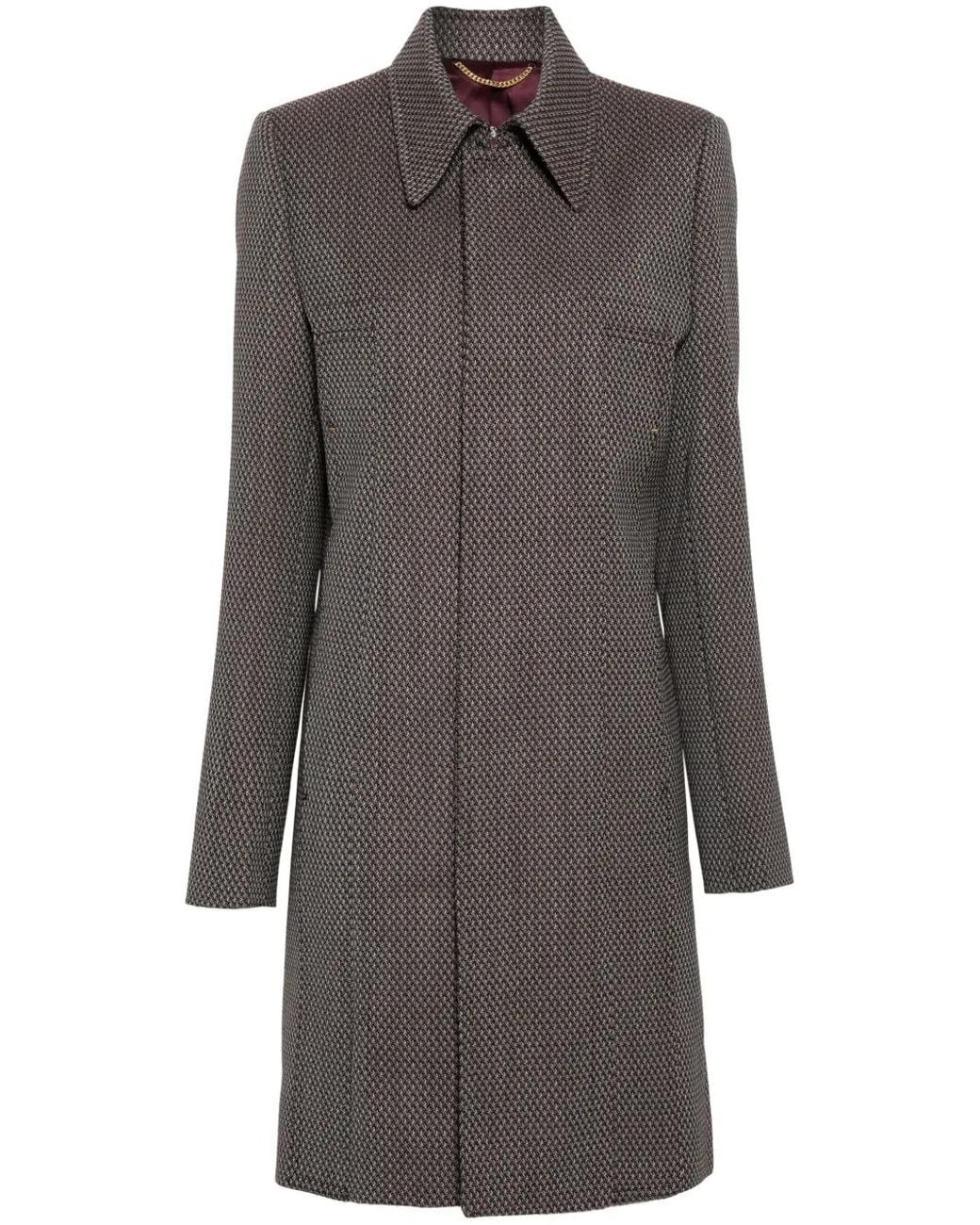 Victoria Beckham Gray Jacquard Single-Breasted Coat