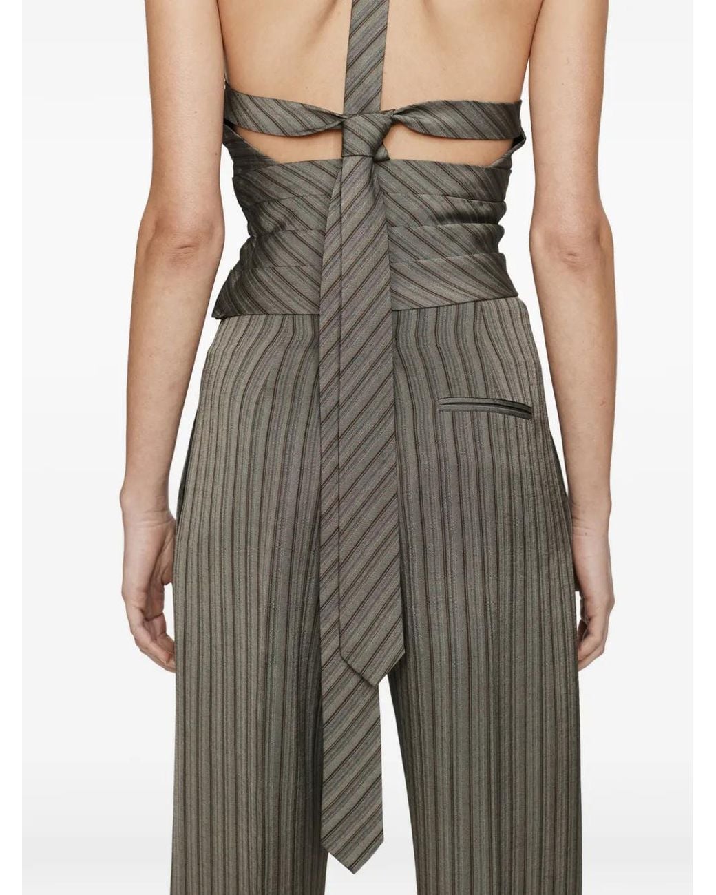 Christopher Esber Gray Reyer Tailored Tie Striped Top