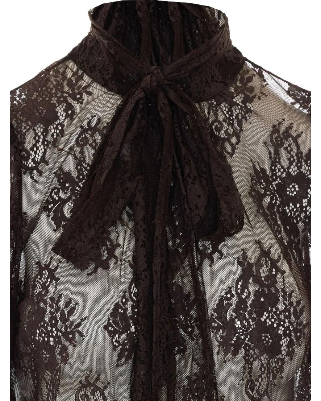 Aniye By Brown Vivi Pussy-Bow Lace Blouse