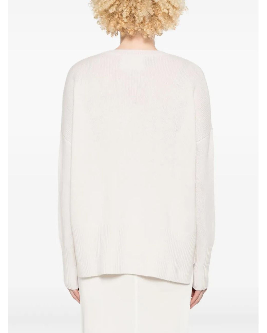 Lisa Yang Natural Ribbed Cashmere Crew Neck Sweater
