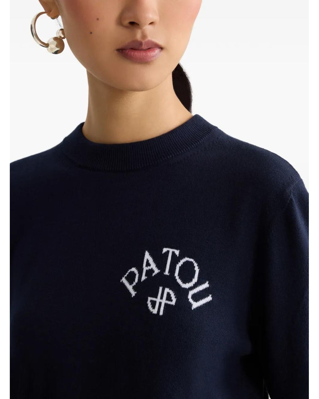 Patou Blue Bow-Detail Short-Sleeved Top