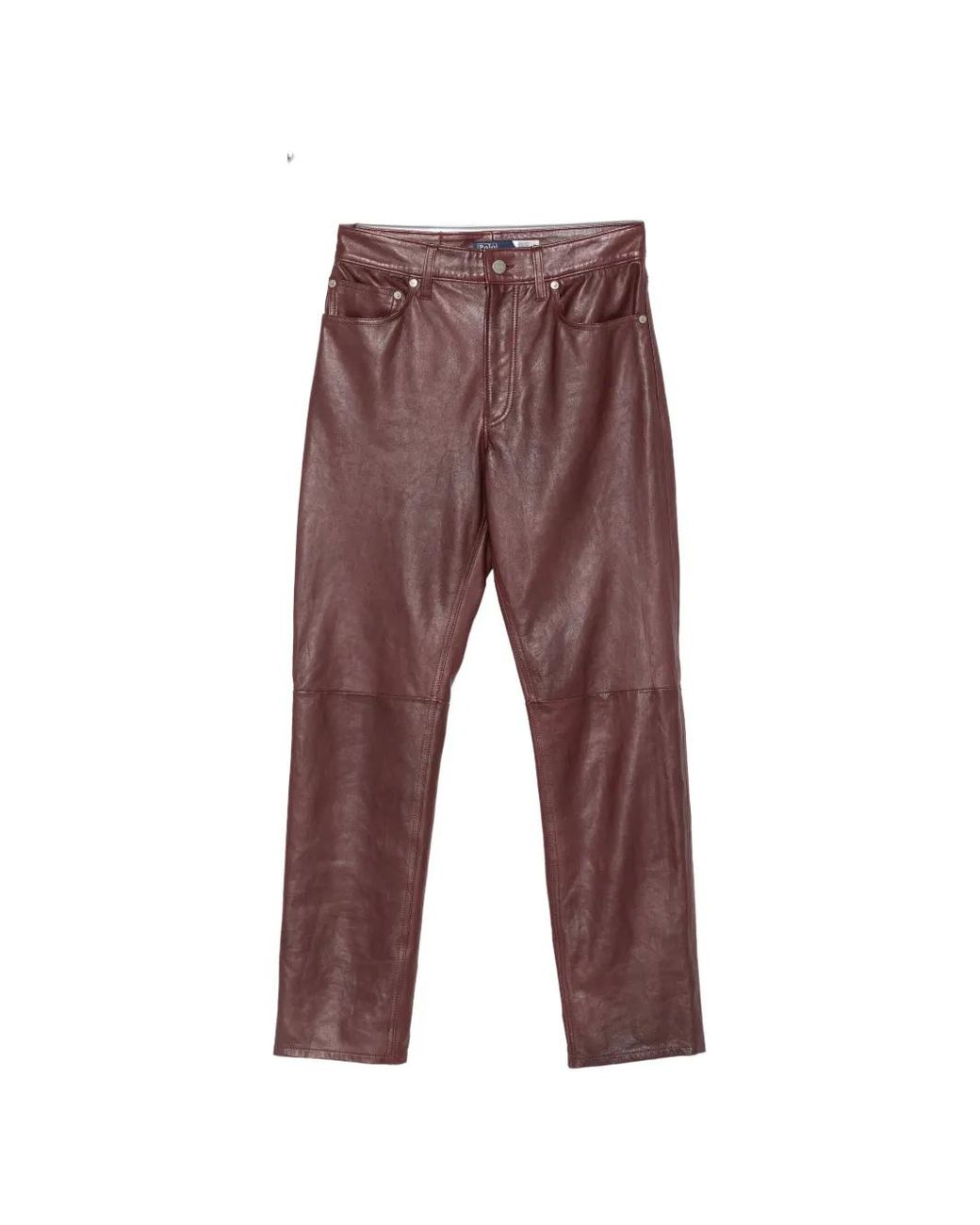 Polo Ralph Lauren Red Leather Wide-Leg Trousers