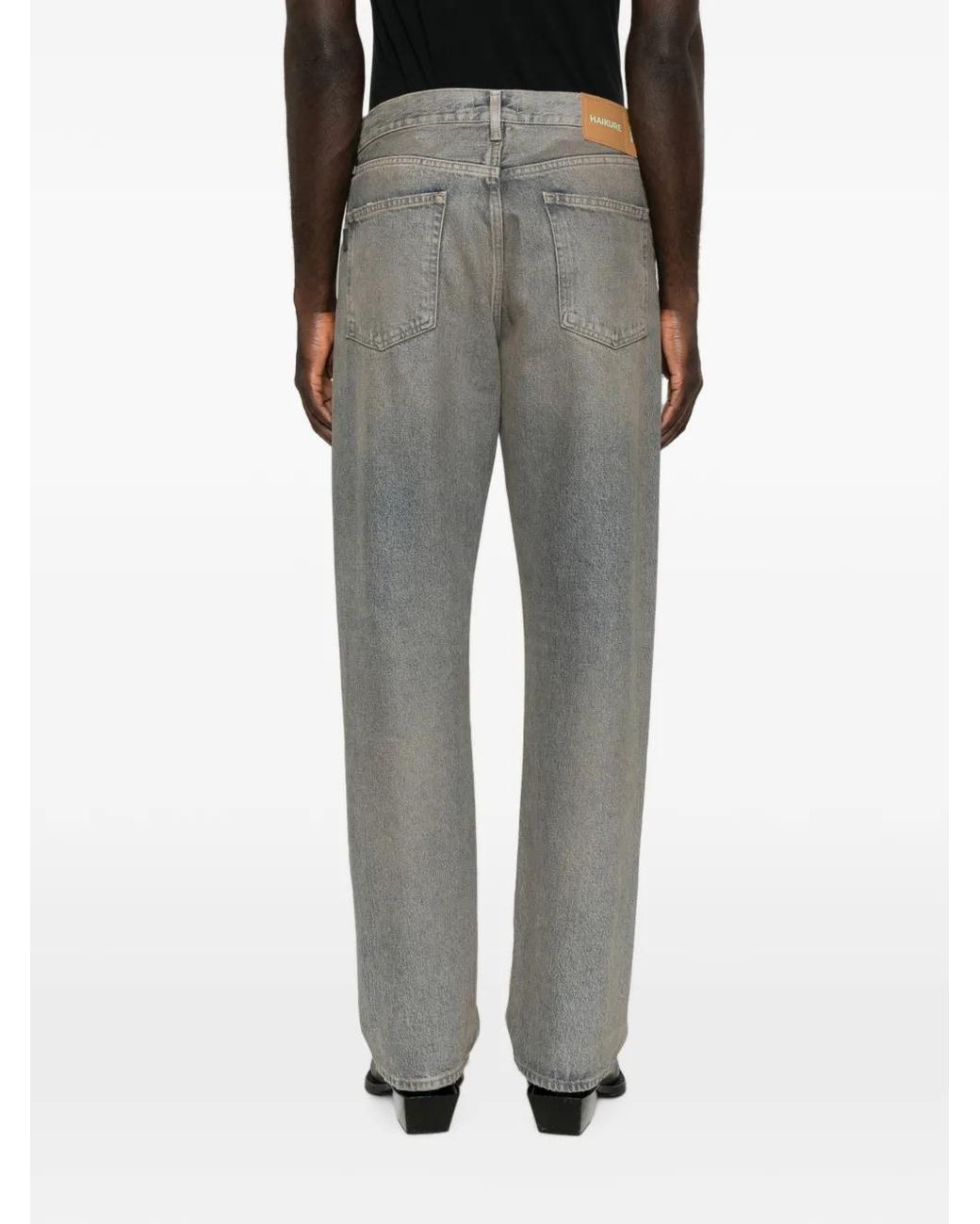 Haikure Gray Faded-Effect Logo-Patch Jeans for men