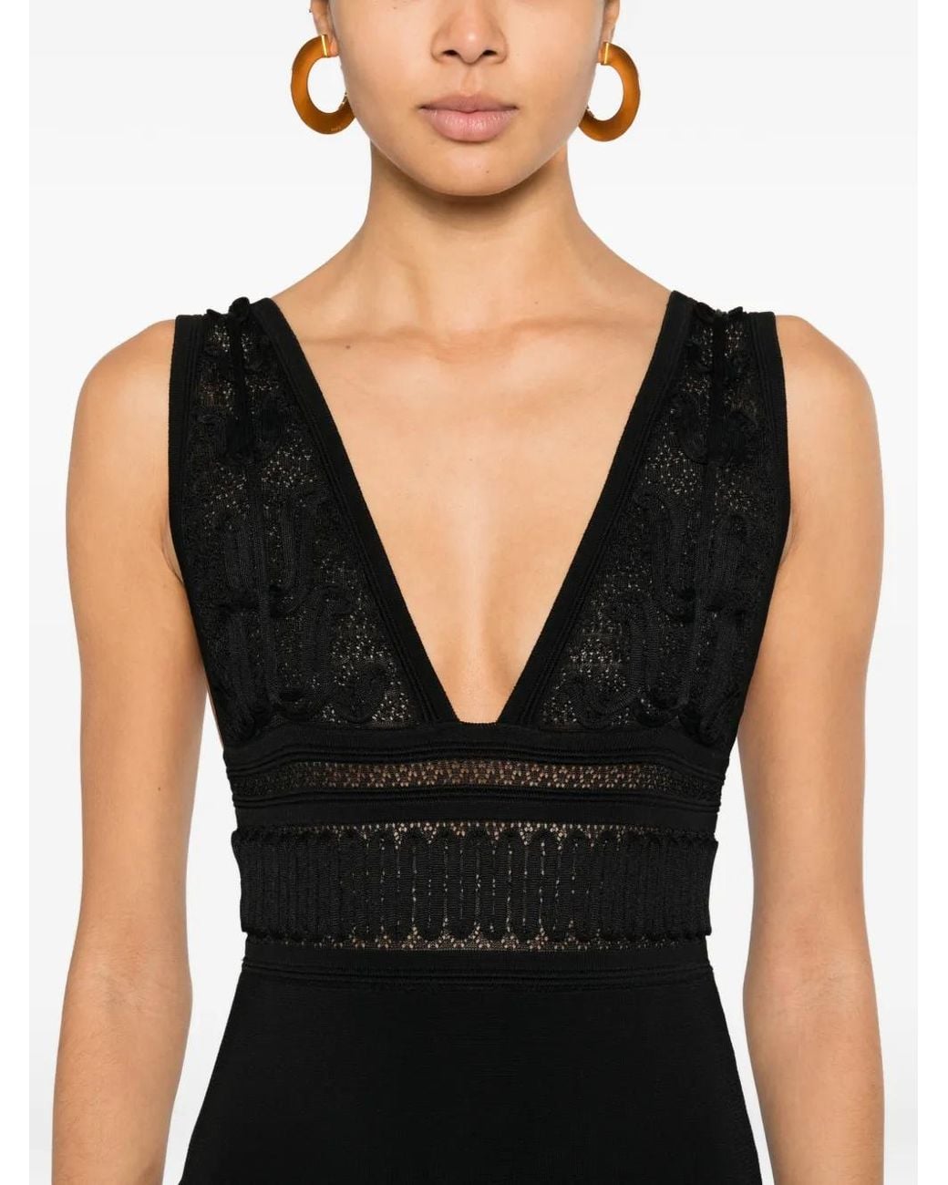 Sandro Black Ruffled Knit Maxi Dress