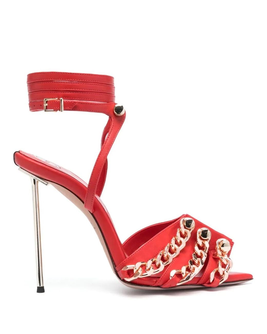 HARDOT Red 120Mm Chain-Link Detail Sandals
