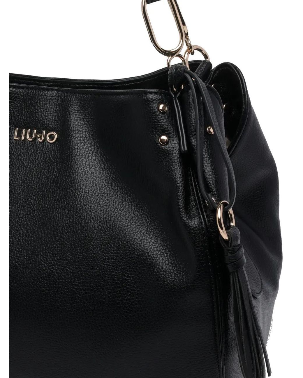 Liu Jo Black Logo-Plaque Tassel Shoulder Bag