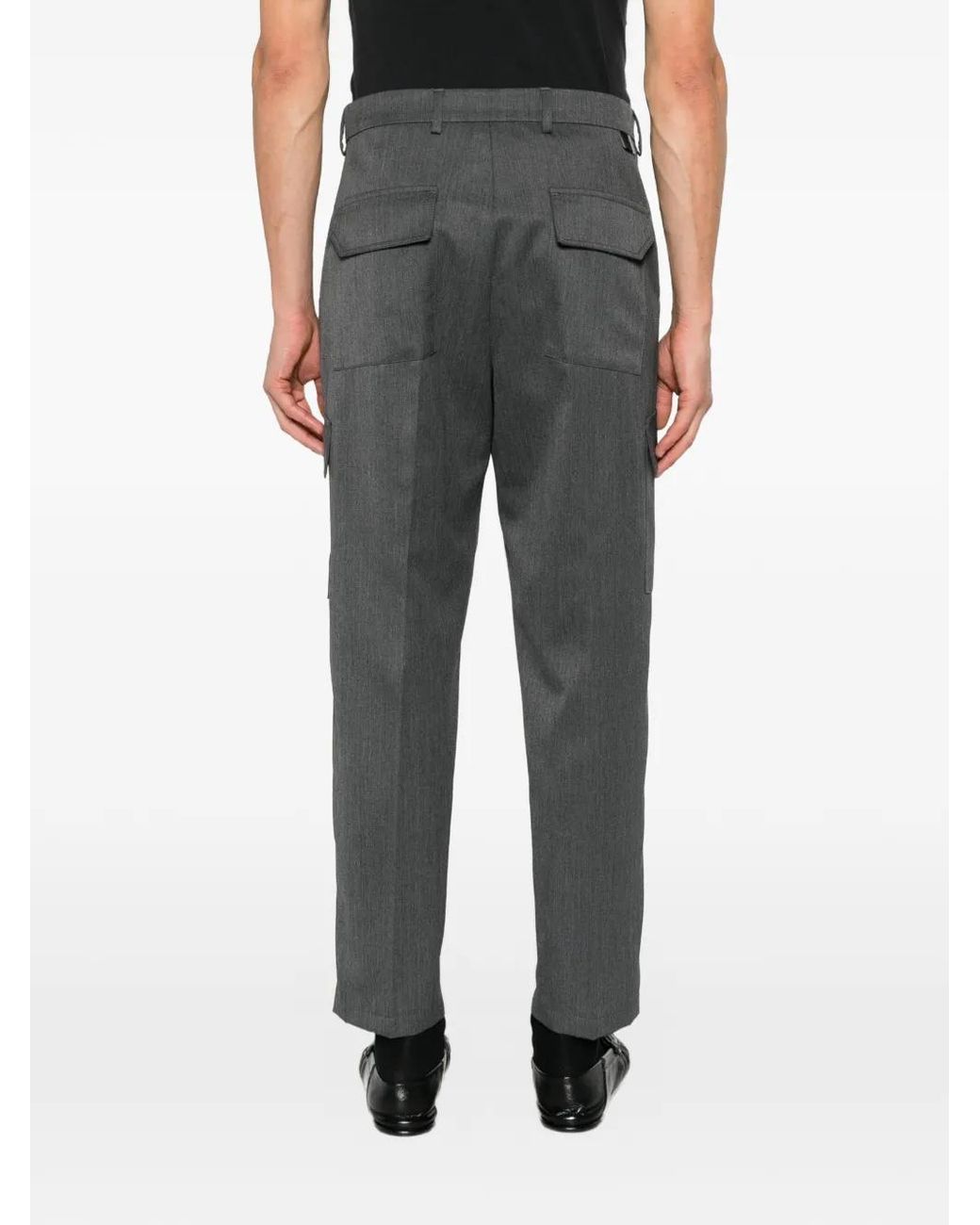 Low Brand Gray Straight-Leg Cargo Trousers for men
