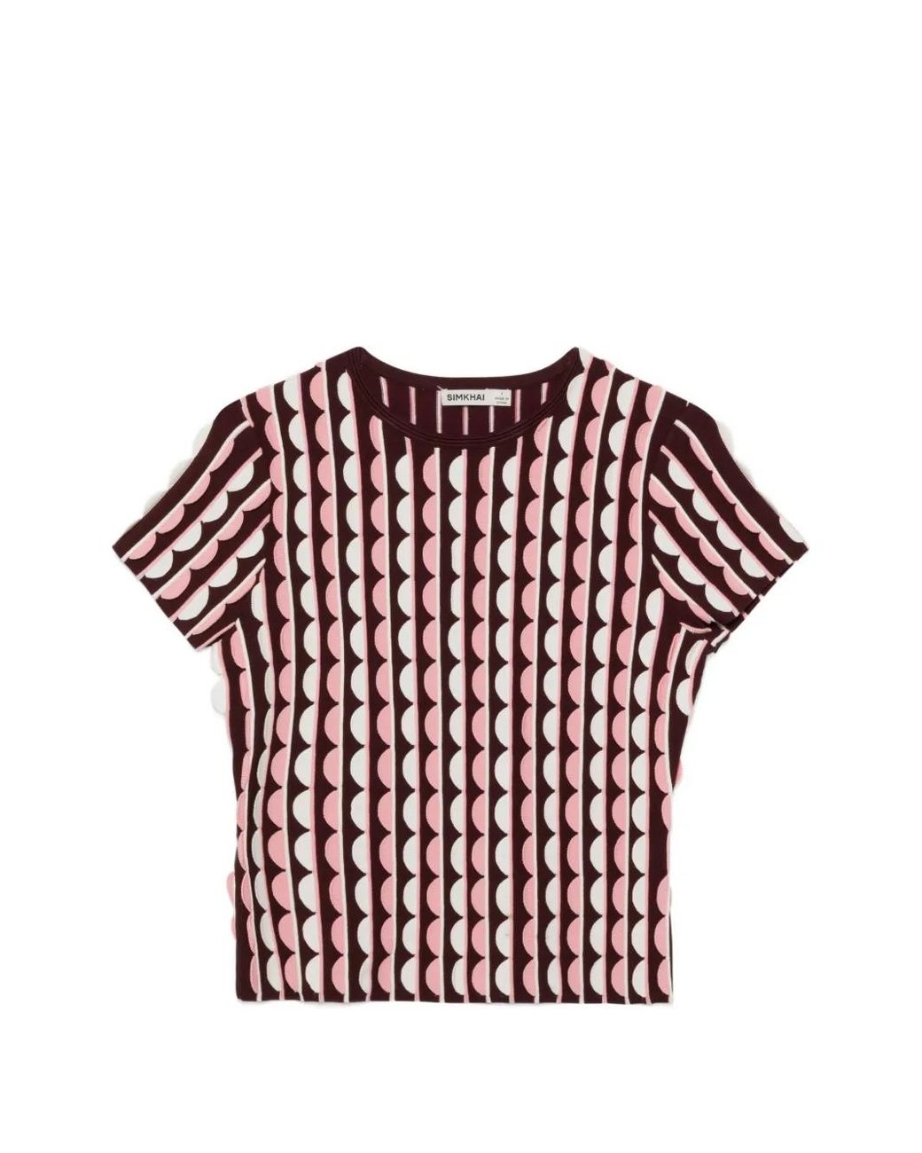 Jonathan Simkhai Red T-Shirt Kendra À Bords Festonnés