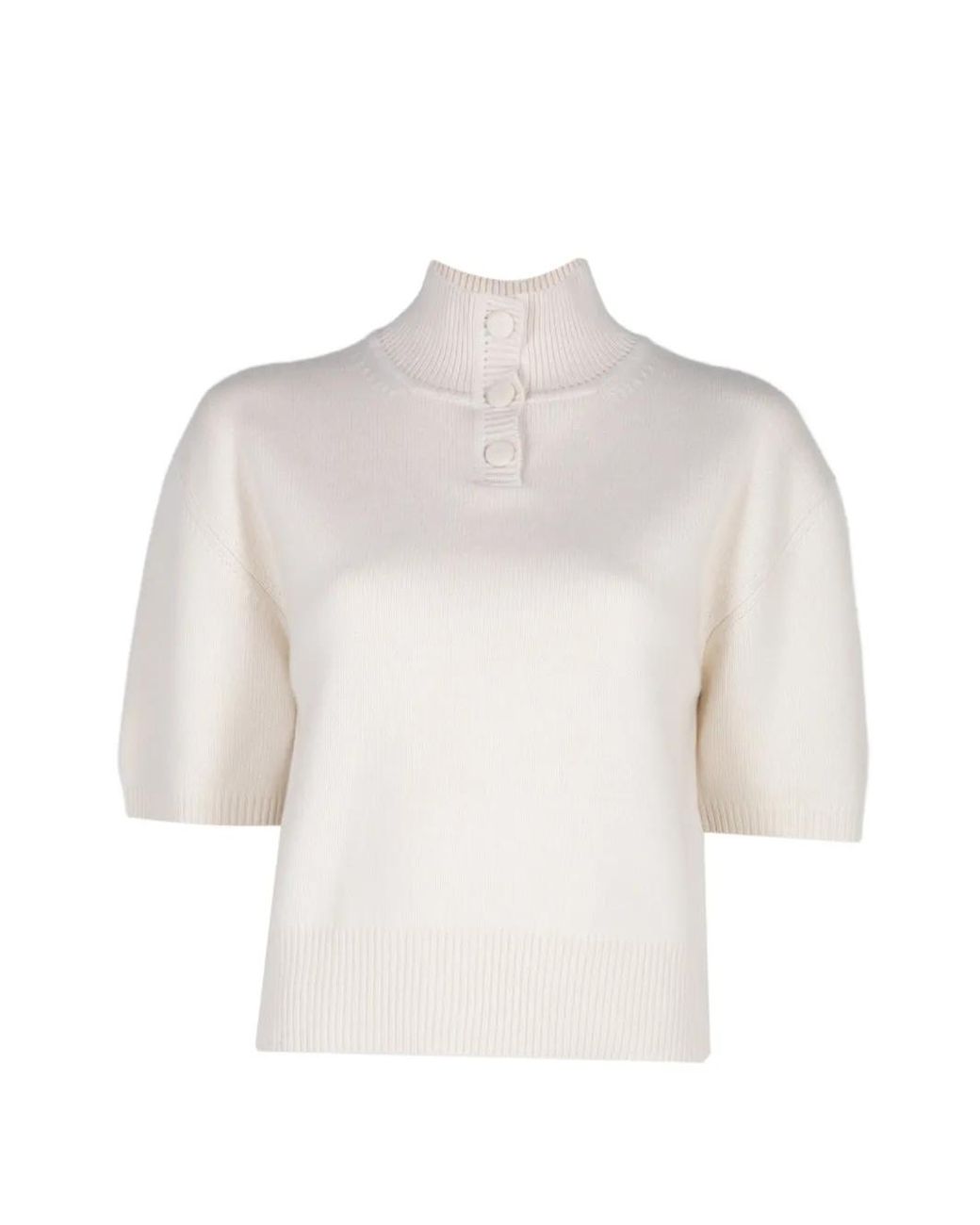Brandon Maxwell White Kinley Short-Sleeve Sweater