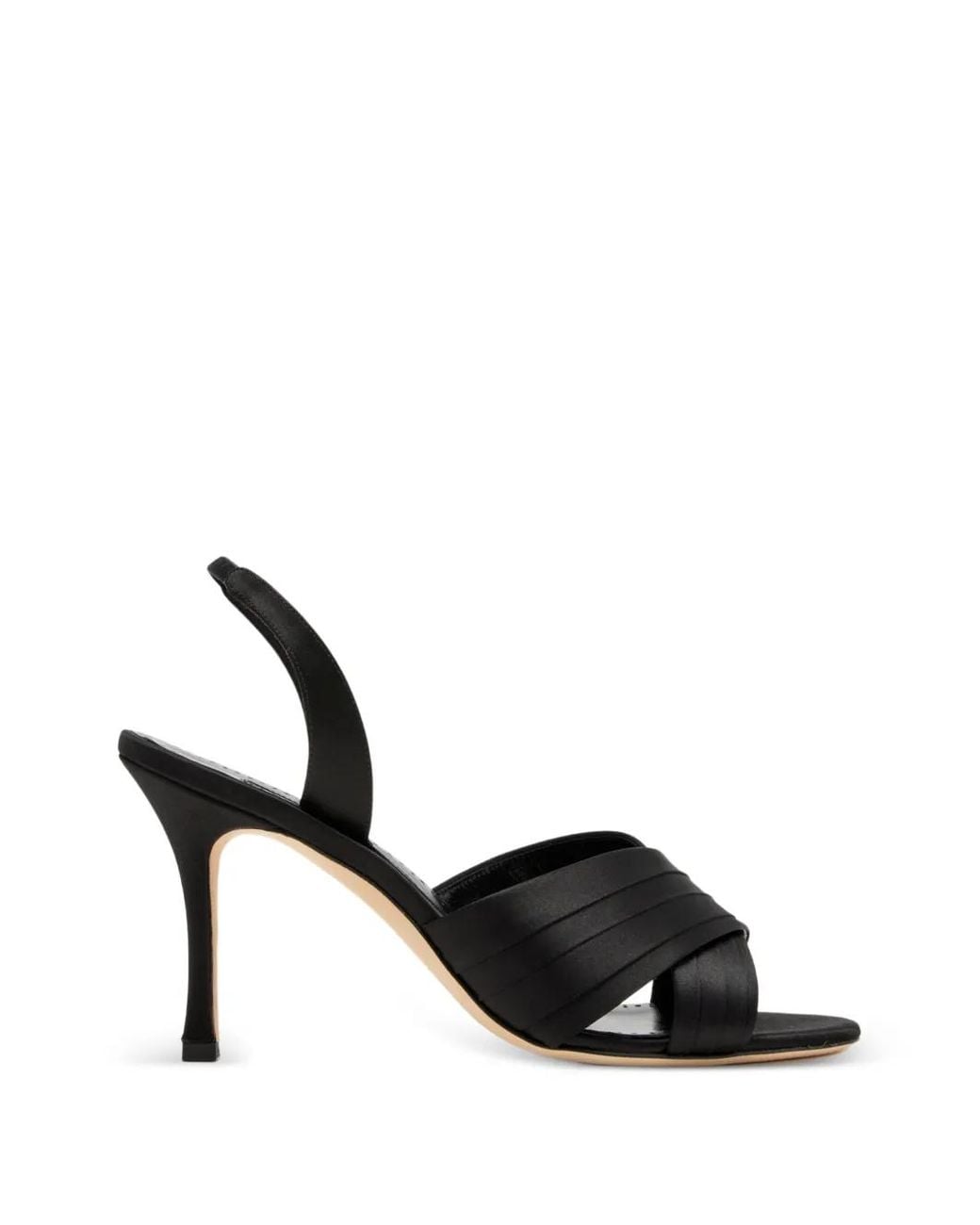 Manolo Blahnik Black Vierasan Crossover-Strap Slingback Sandals