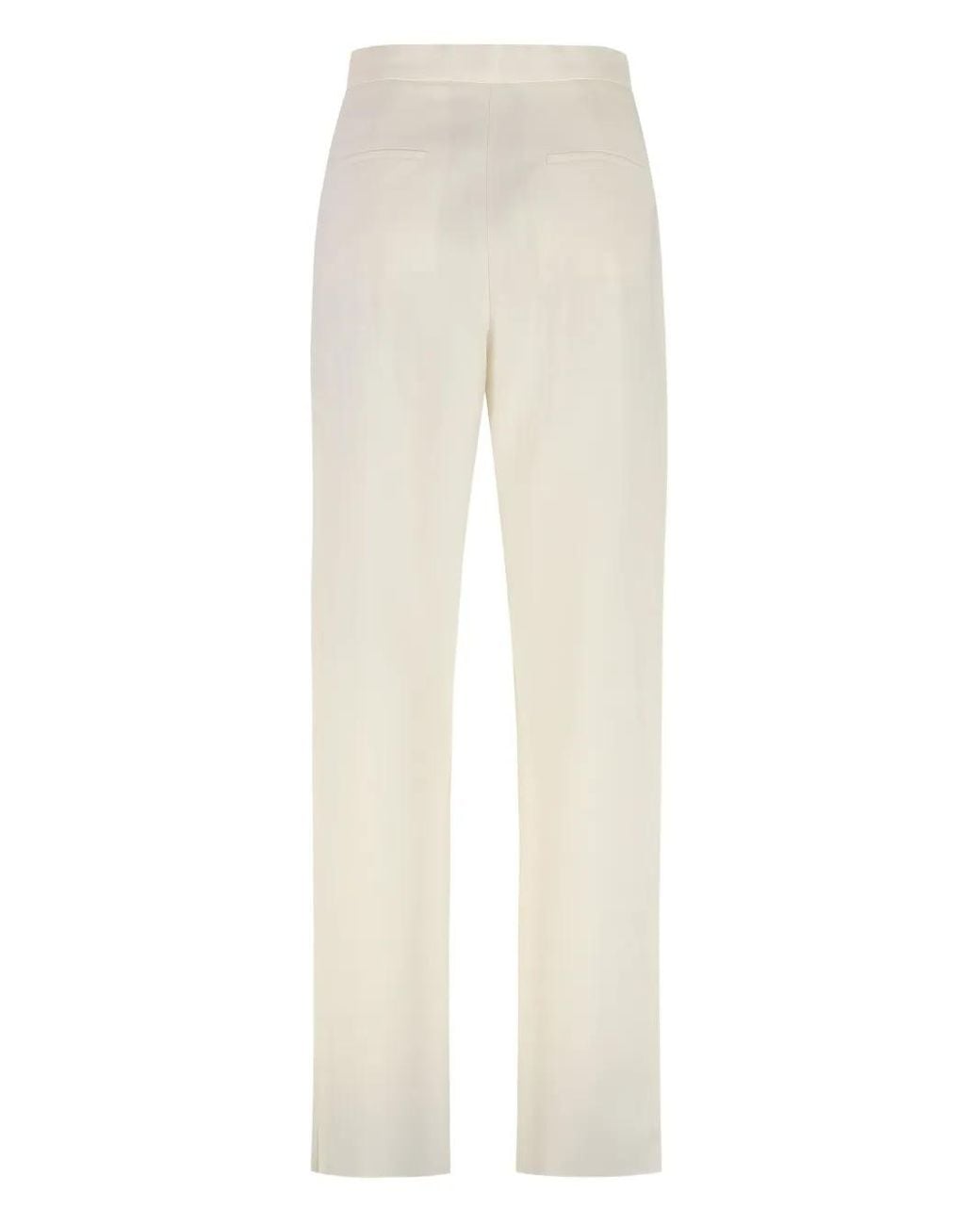 Max Mara Natural Dede Pleated Cotton Trousers