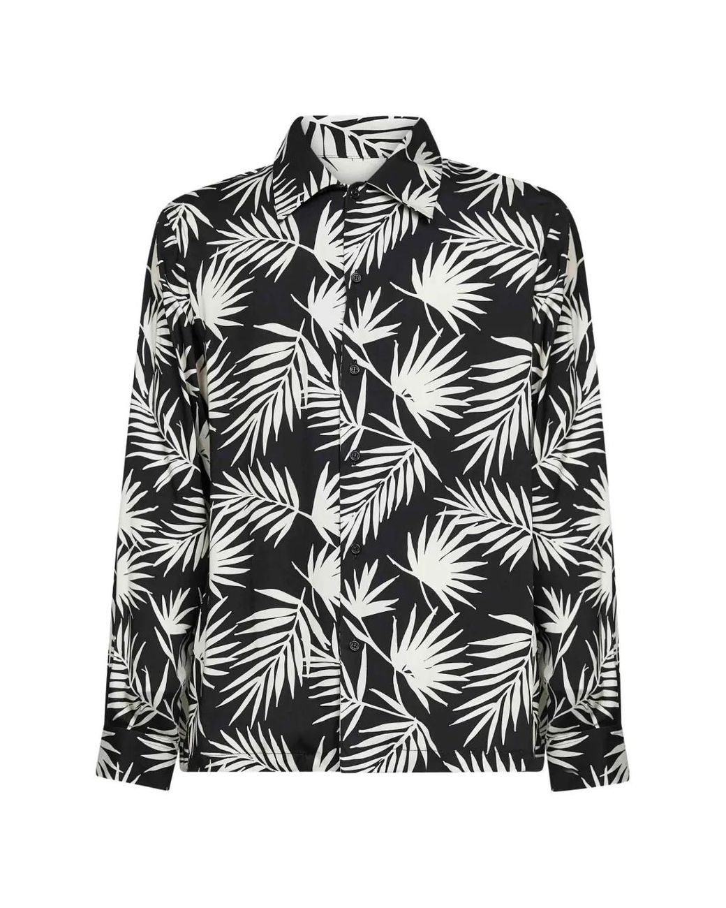 Laneus Black Leaf-Print Shirt for men