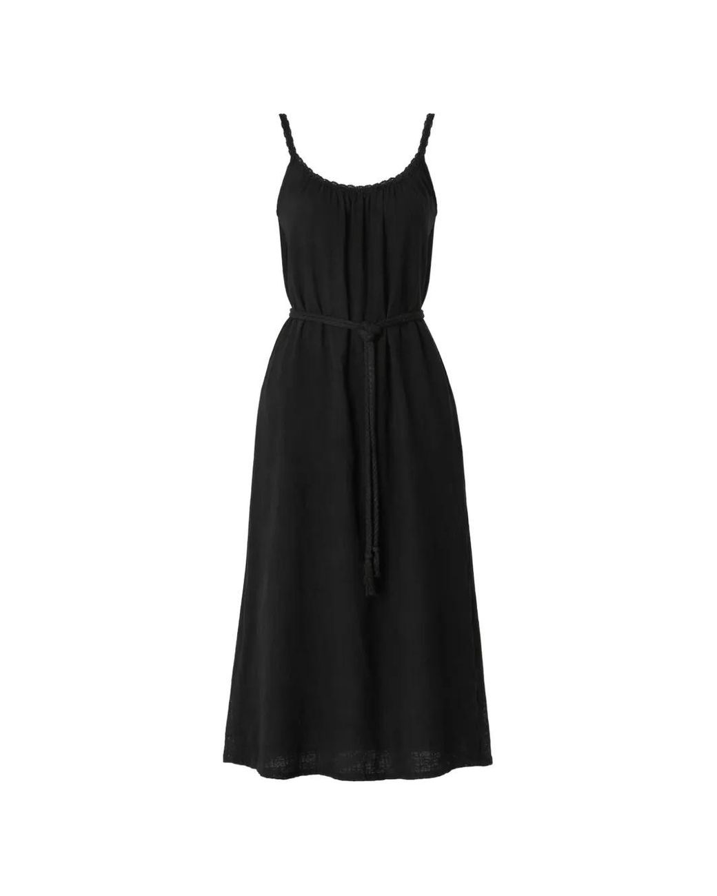 Xirena Black Braided-Strap Midi Dress