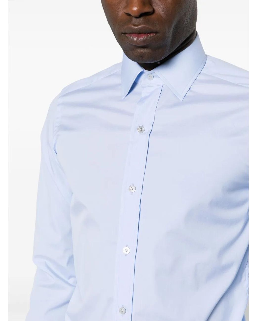 Tom Ford Blue Plain Cotton Shirt for men