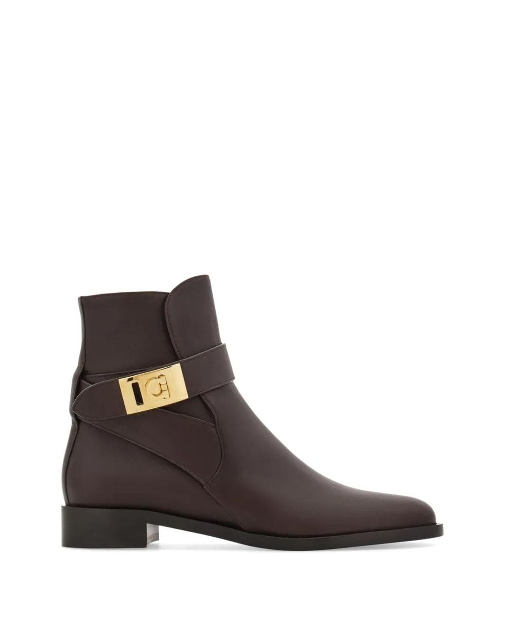 Ferragamo Brown Hug Buckle Ankle Boots