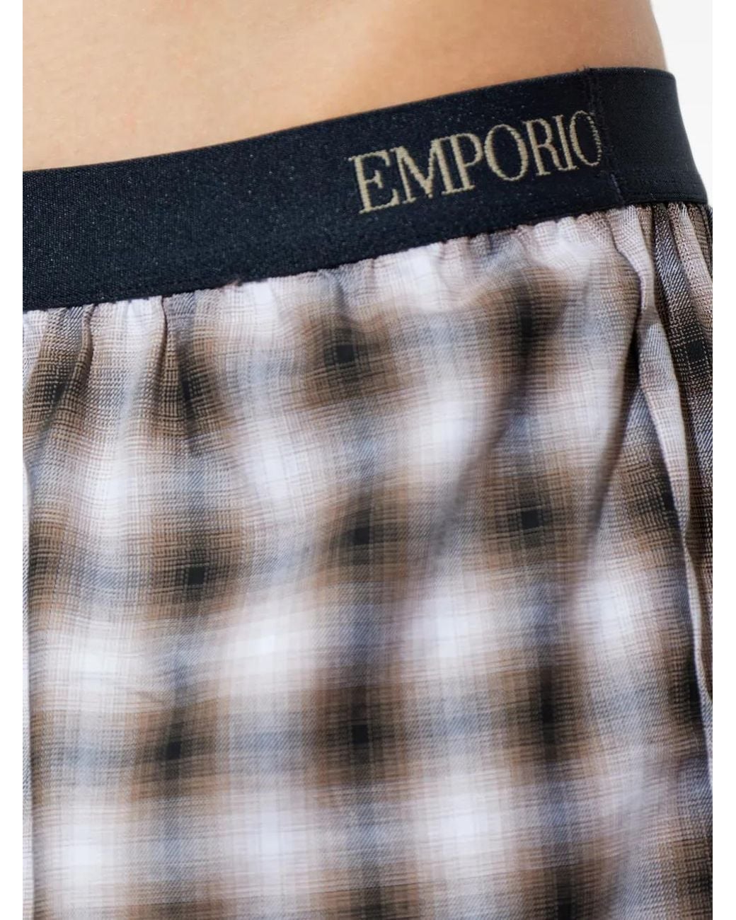 Emporio Armani Gray Plaid Boxer Shorts With Logo for men