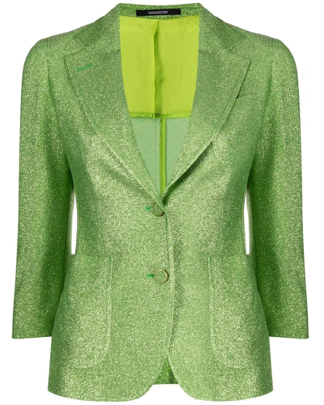 Tagliatore Green Metallic Single-Breasted Blazer