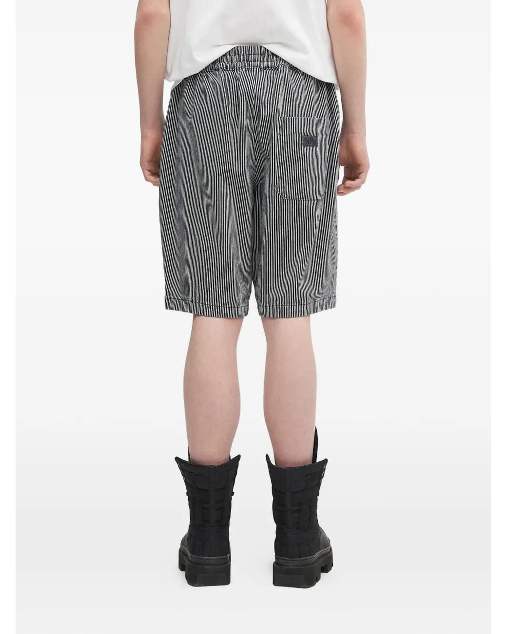Aries Gray Striped Patch Shorts for men