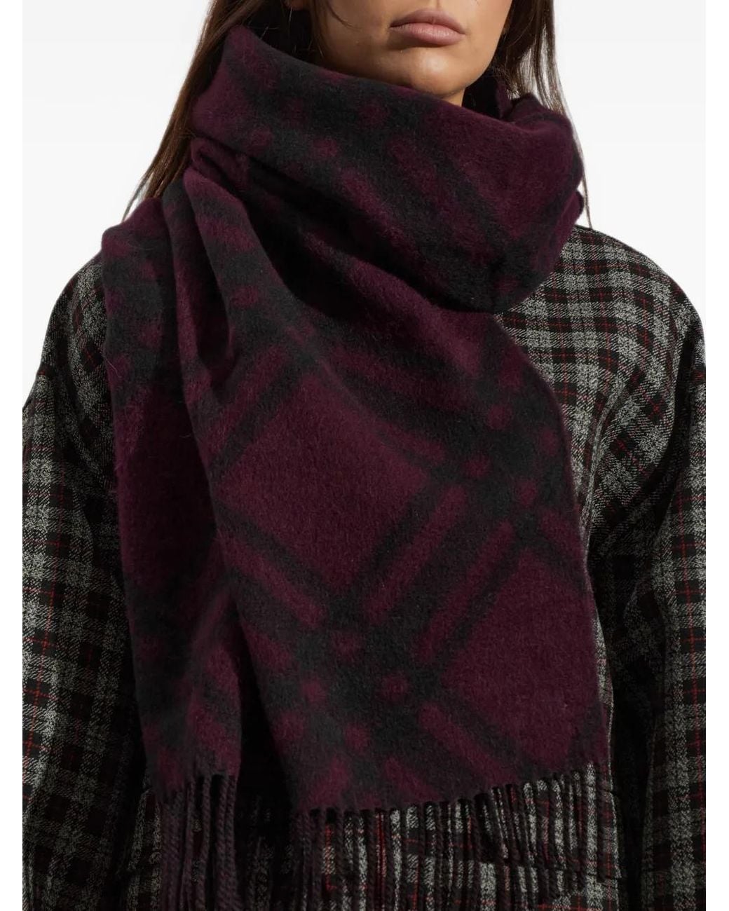 Burberry Black Check Alpaca-Wool Scarf