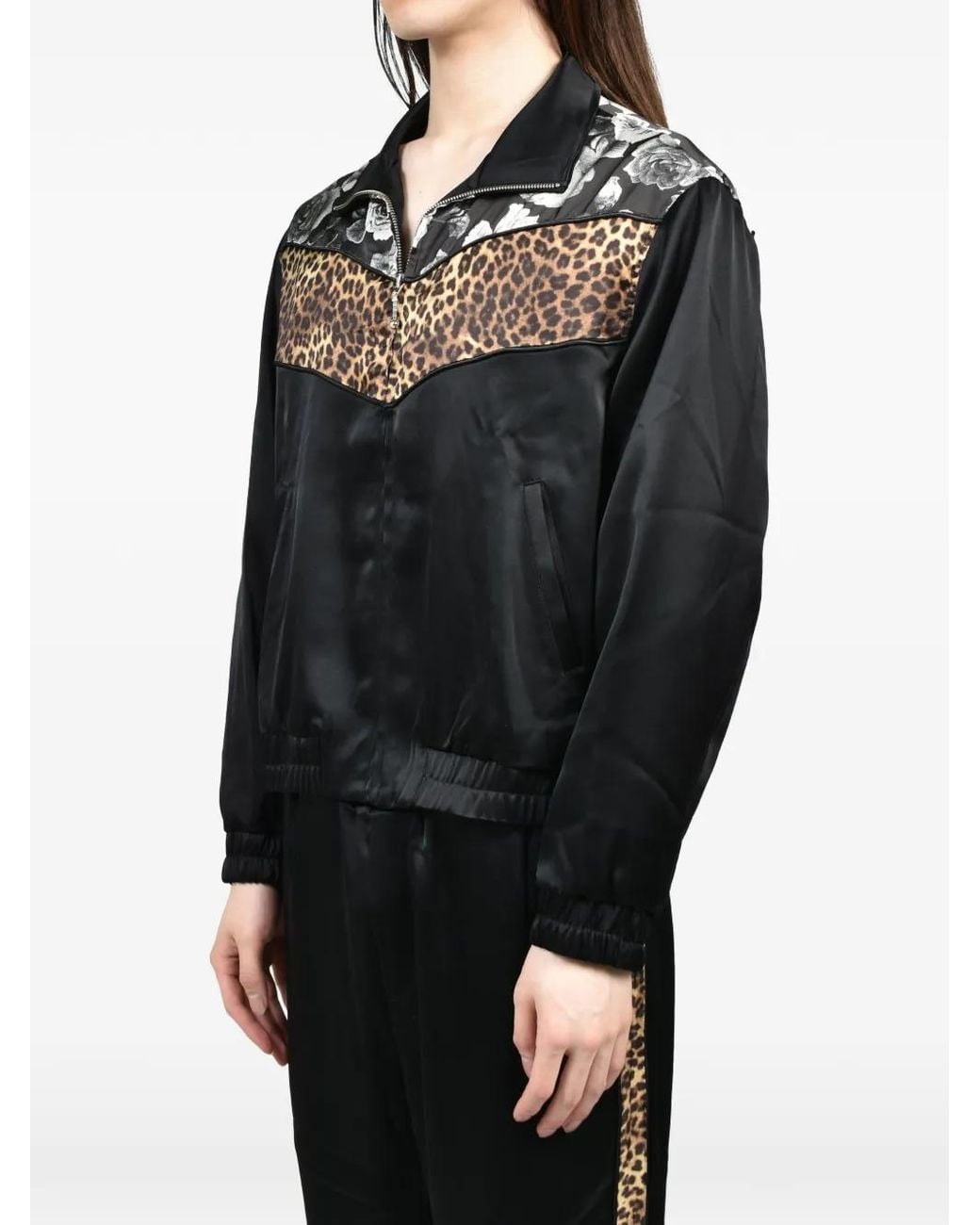 Ernest W. Baker Black Cheetah Rose Track Jacket for men