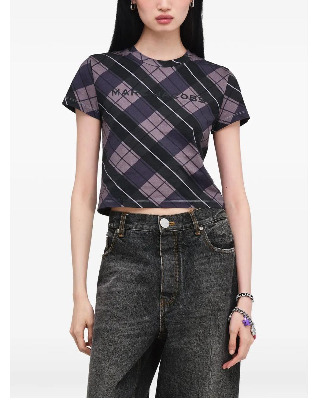 Marc Jacobs Blue Plaid Logo Baby T-Shirt