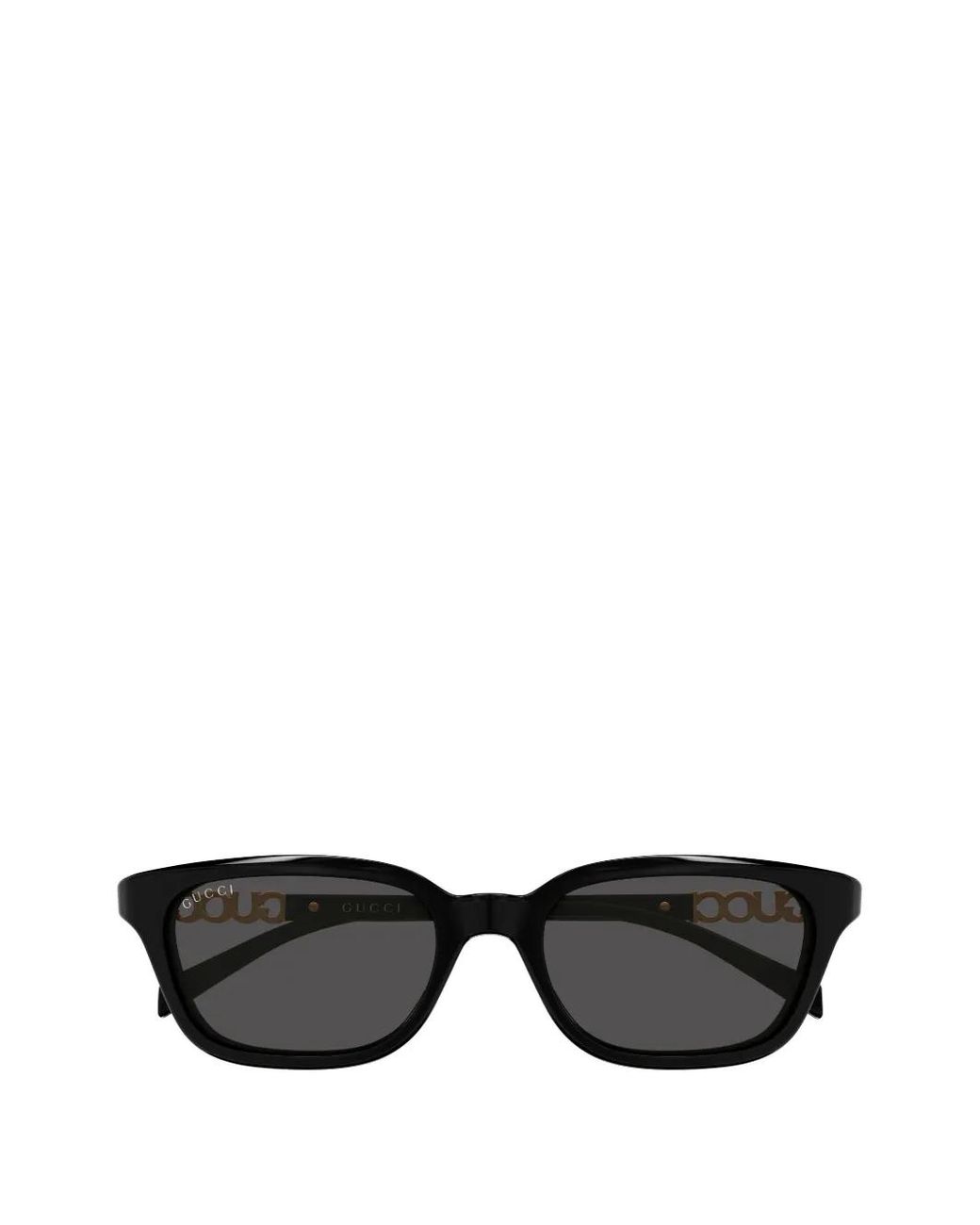Gucci Black Logo-Plaque Rectangle-Frame Sunglasses